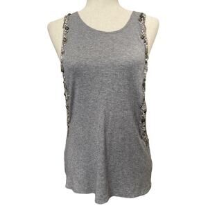 Pencey Gray Racerback Tank with Beaded Arm Openings S